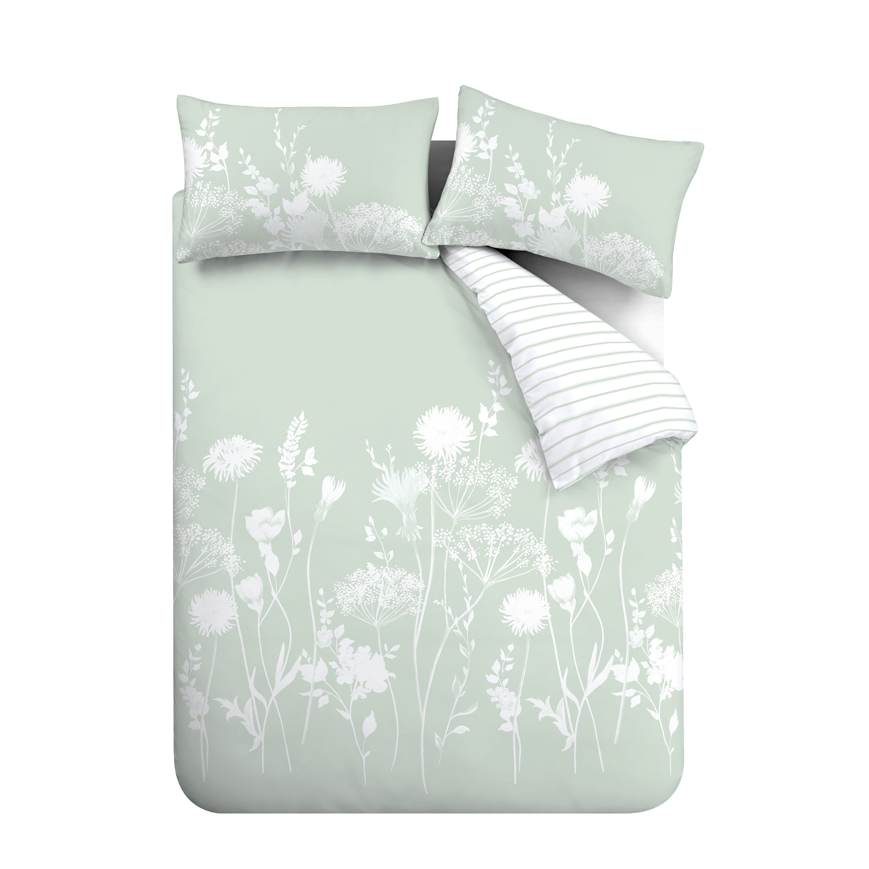 Meadowsweet Floral Reversible Duvet Cover Set, Green