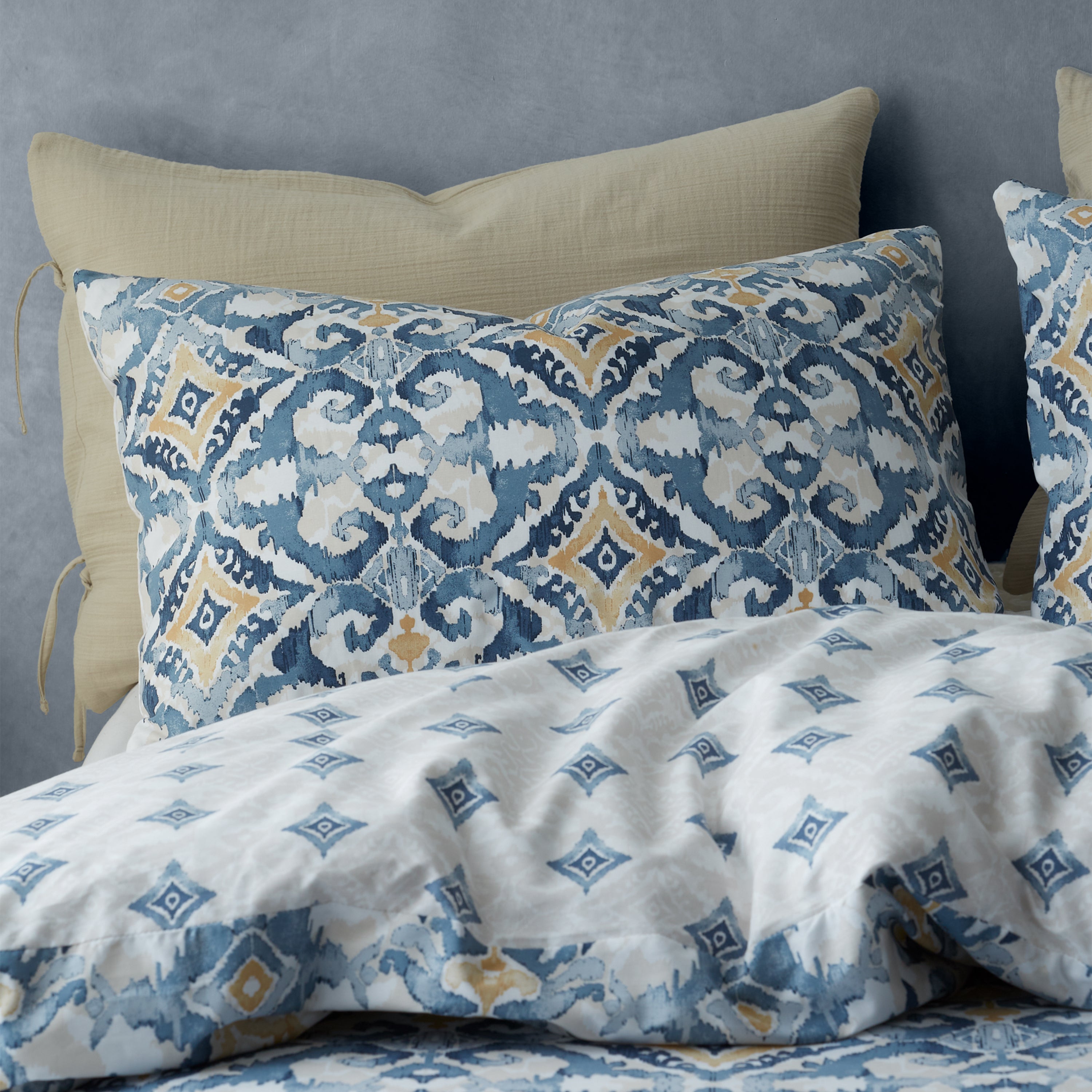 Inara Ikat Indigo Reversible Duvet Cover Set, Blue