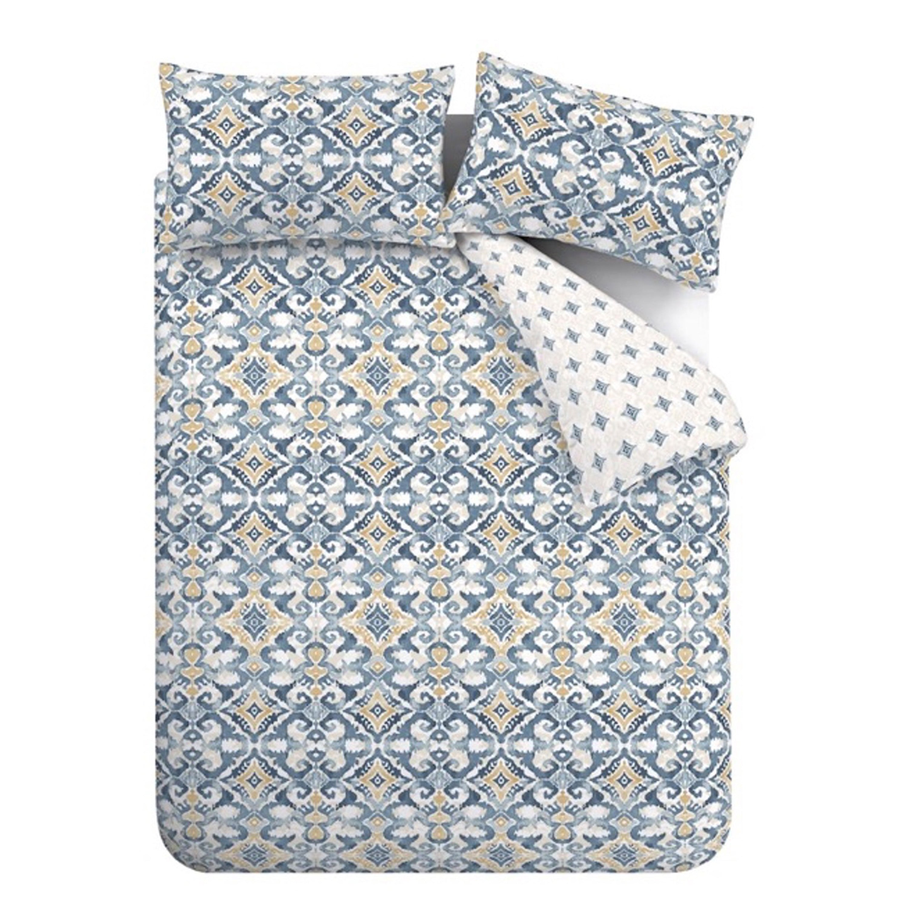 Inara Ikat Indigo Reversible Duvet Cover Set, Blue