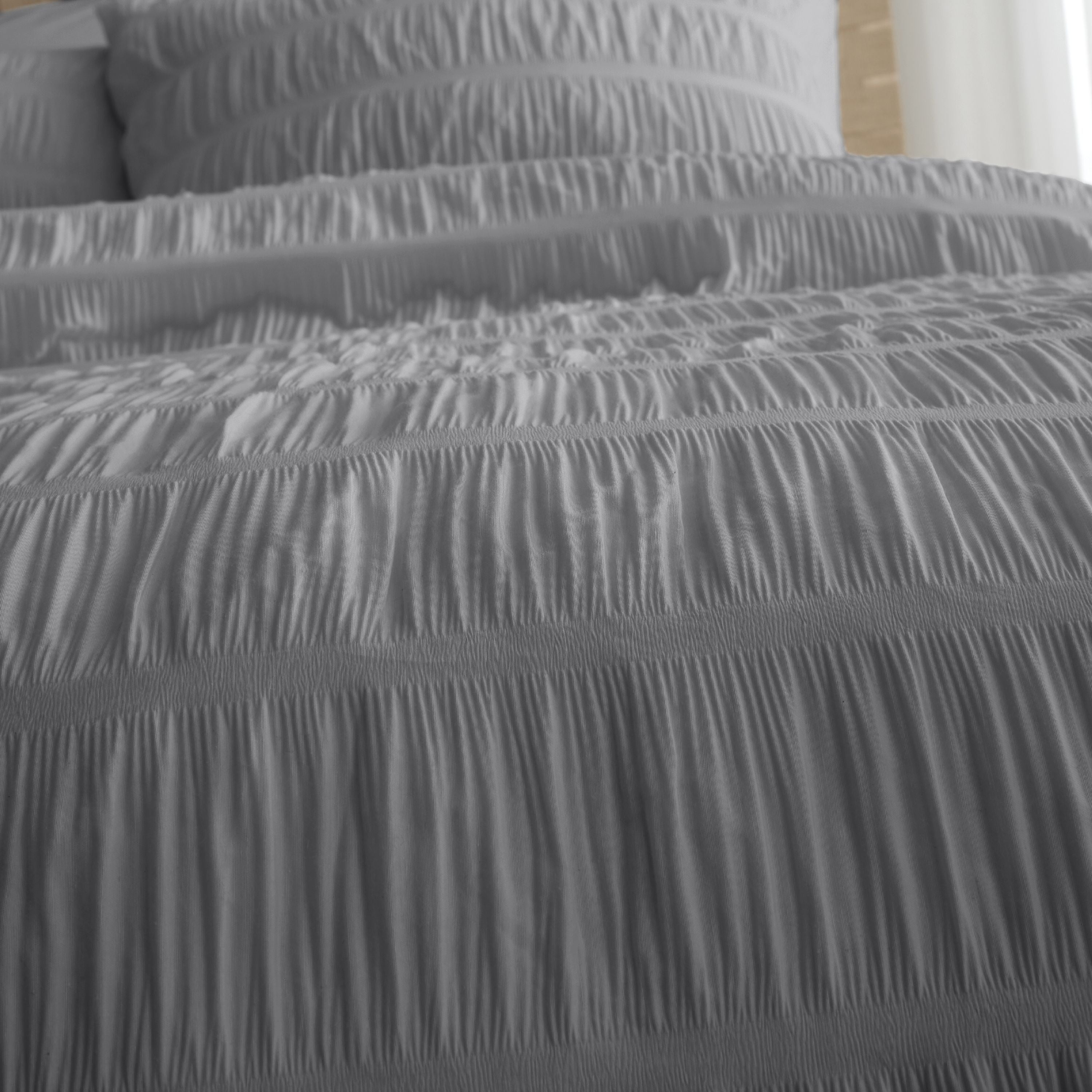 Seersucker Duvet Cover Set, Grey