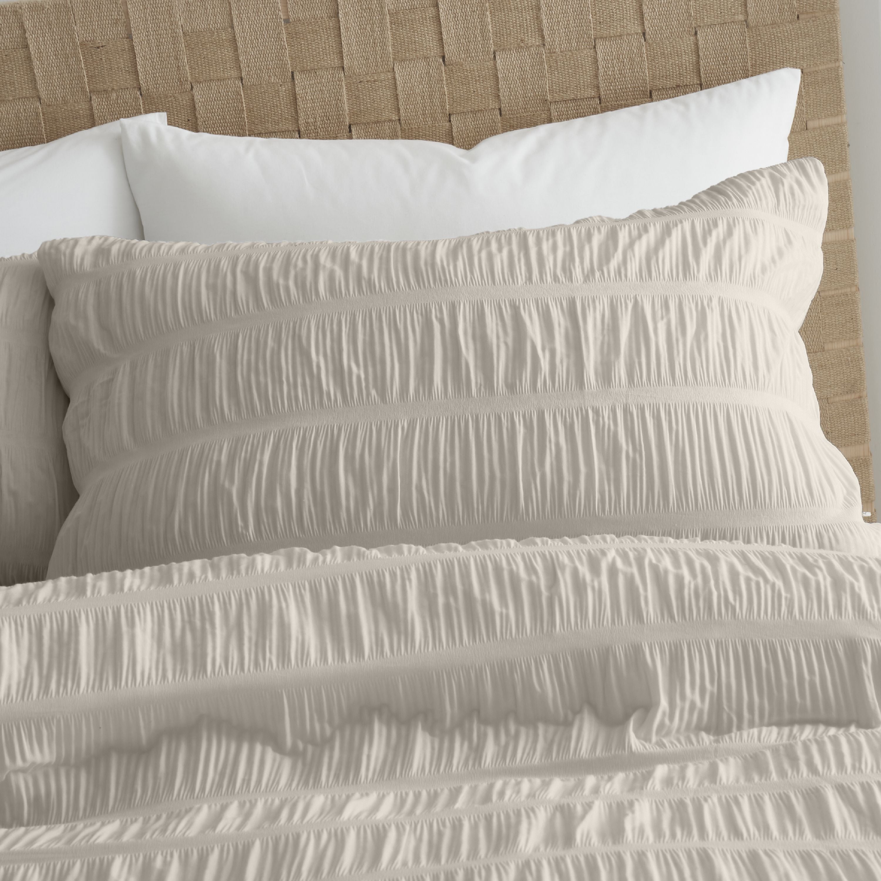 Seersucker Duvet Cover Set, Natural