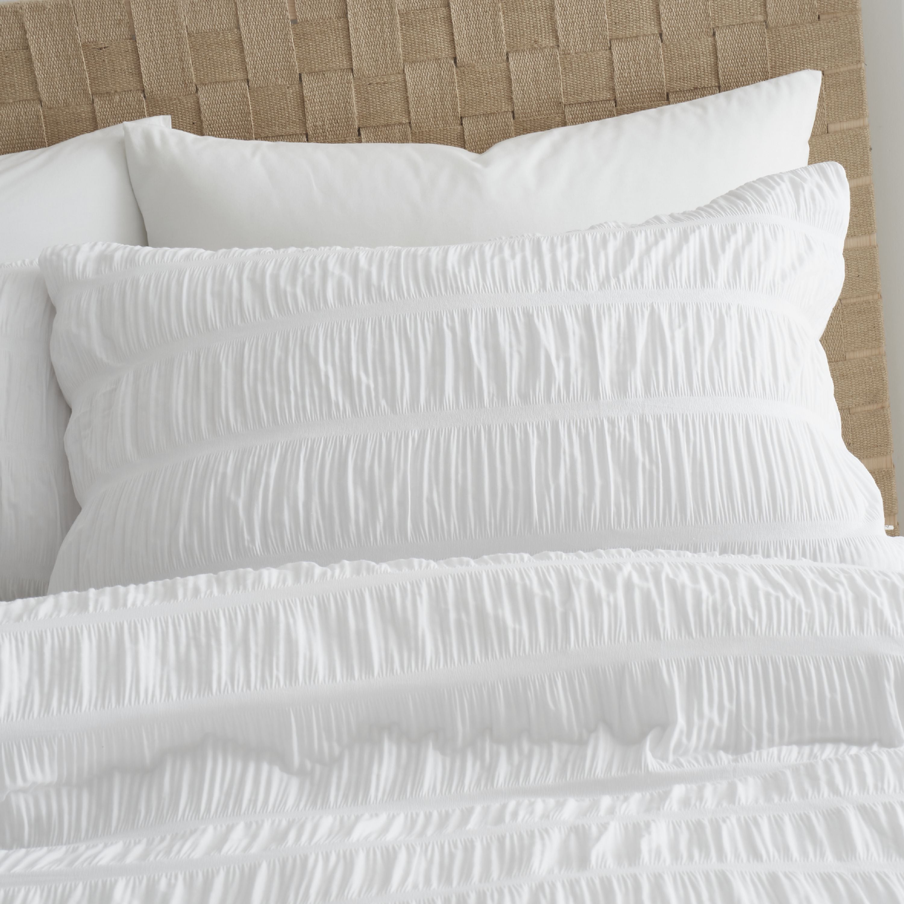 Seersucker Duvet Cover Set, White