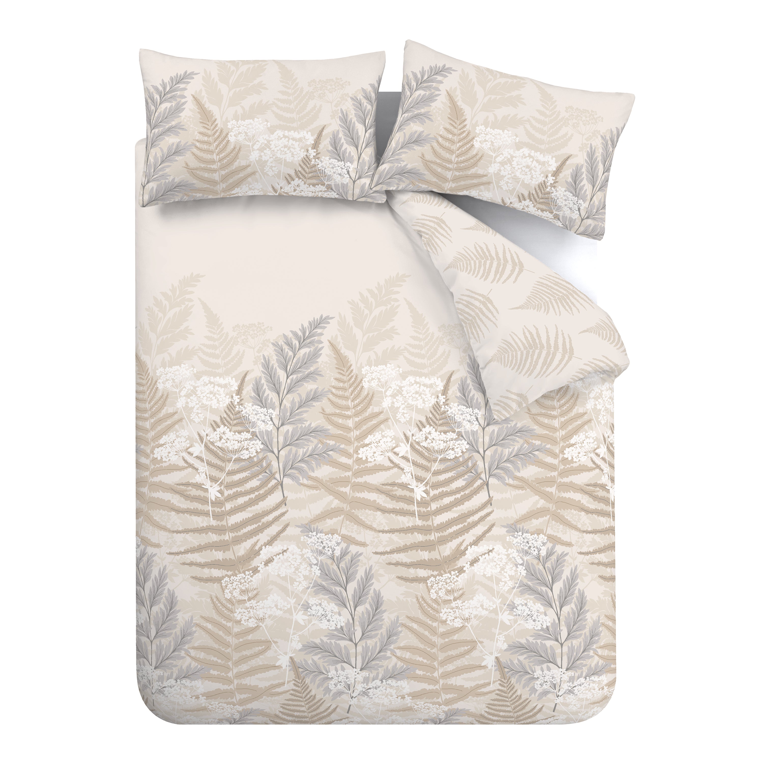 Floral Foliage Reversible Duvet Cover Set, Natural