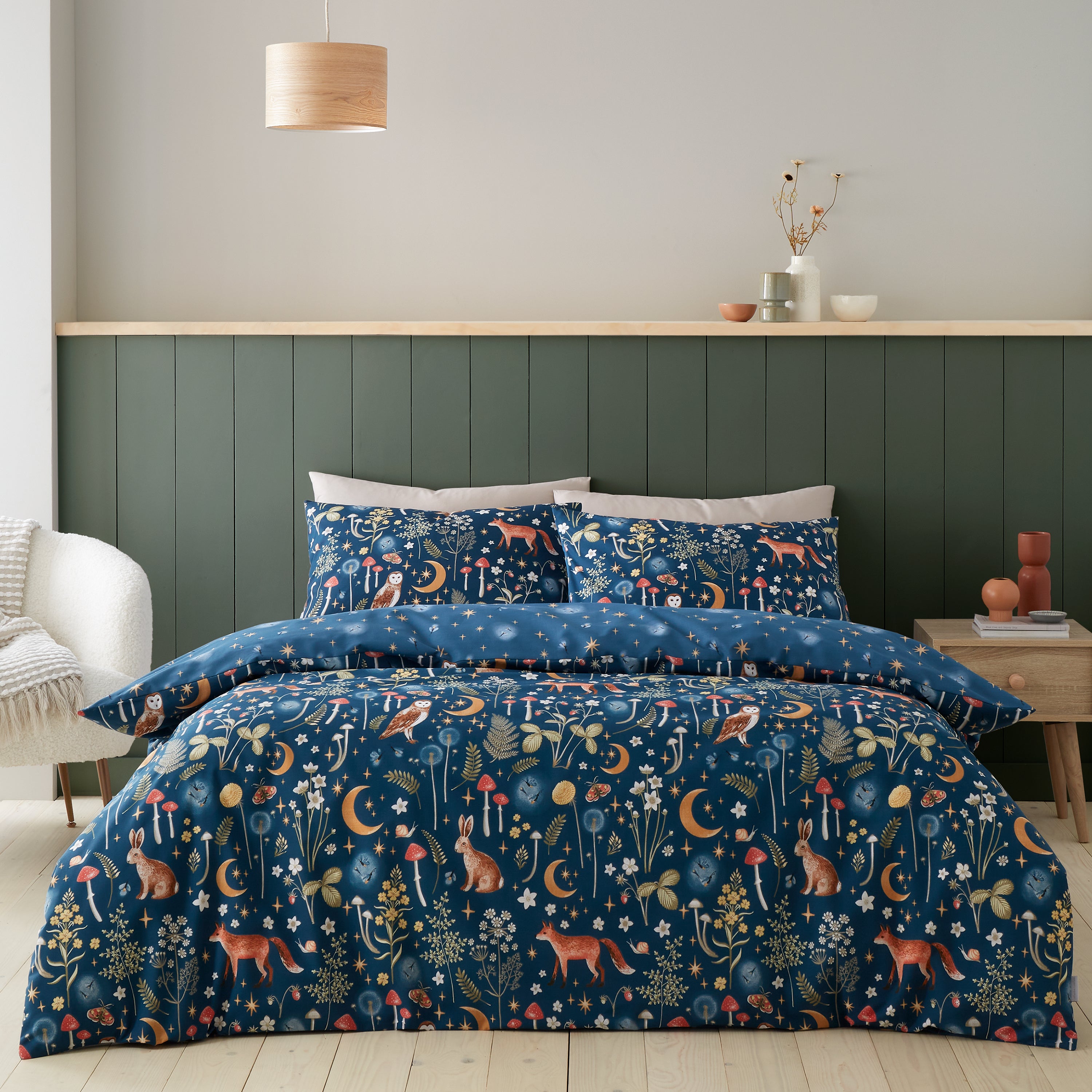 Enchanted Twilight Reversible Duvet Cover Set, Navy