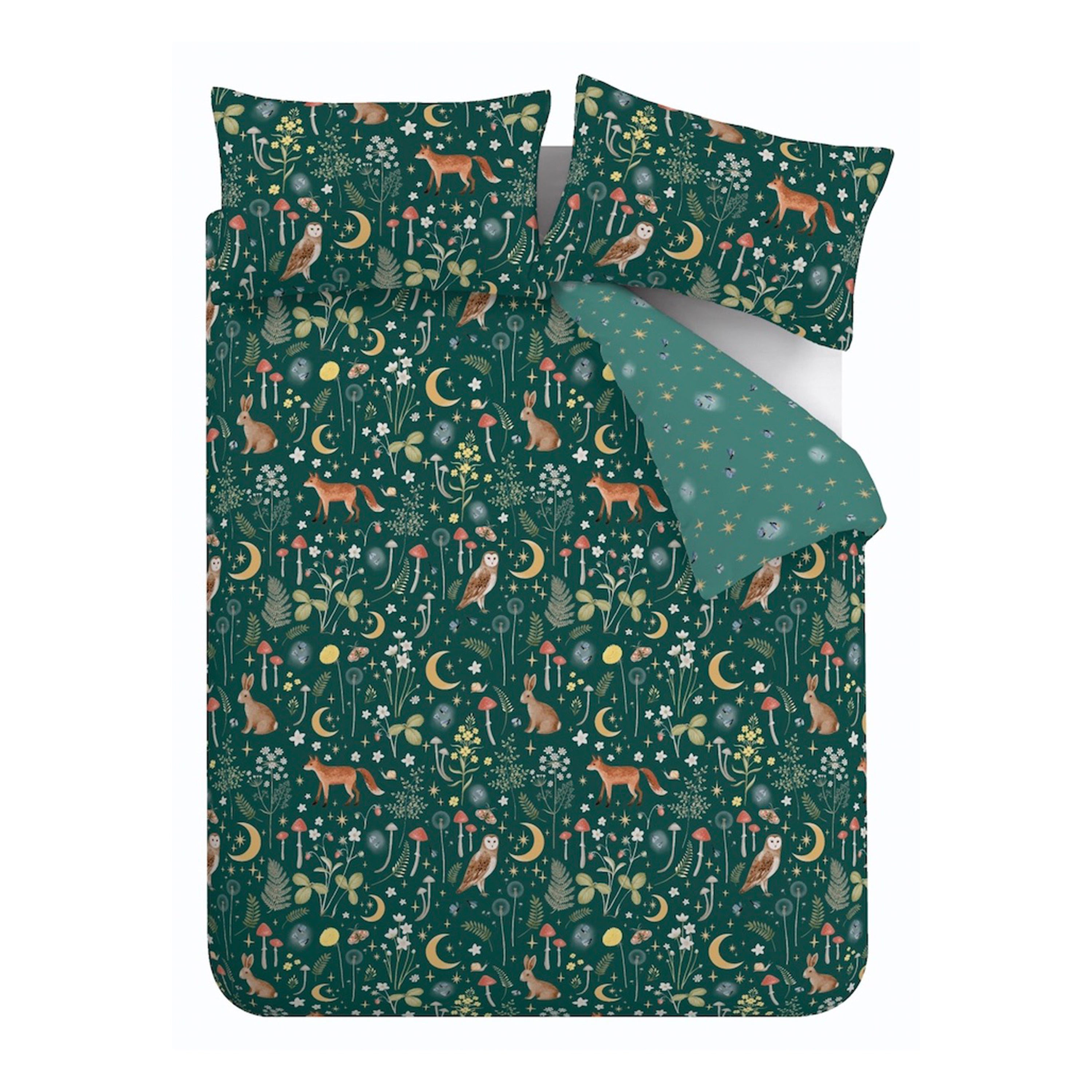 Enchanted Twilight Reversible Duvet Cover Set, Forest Green