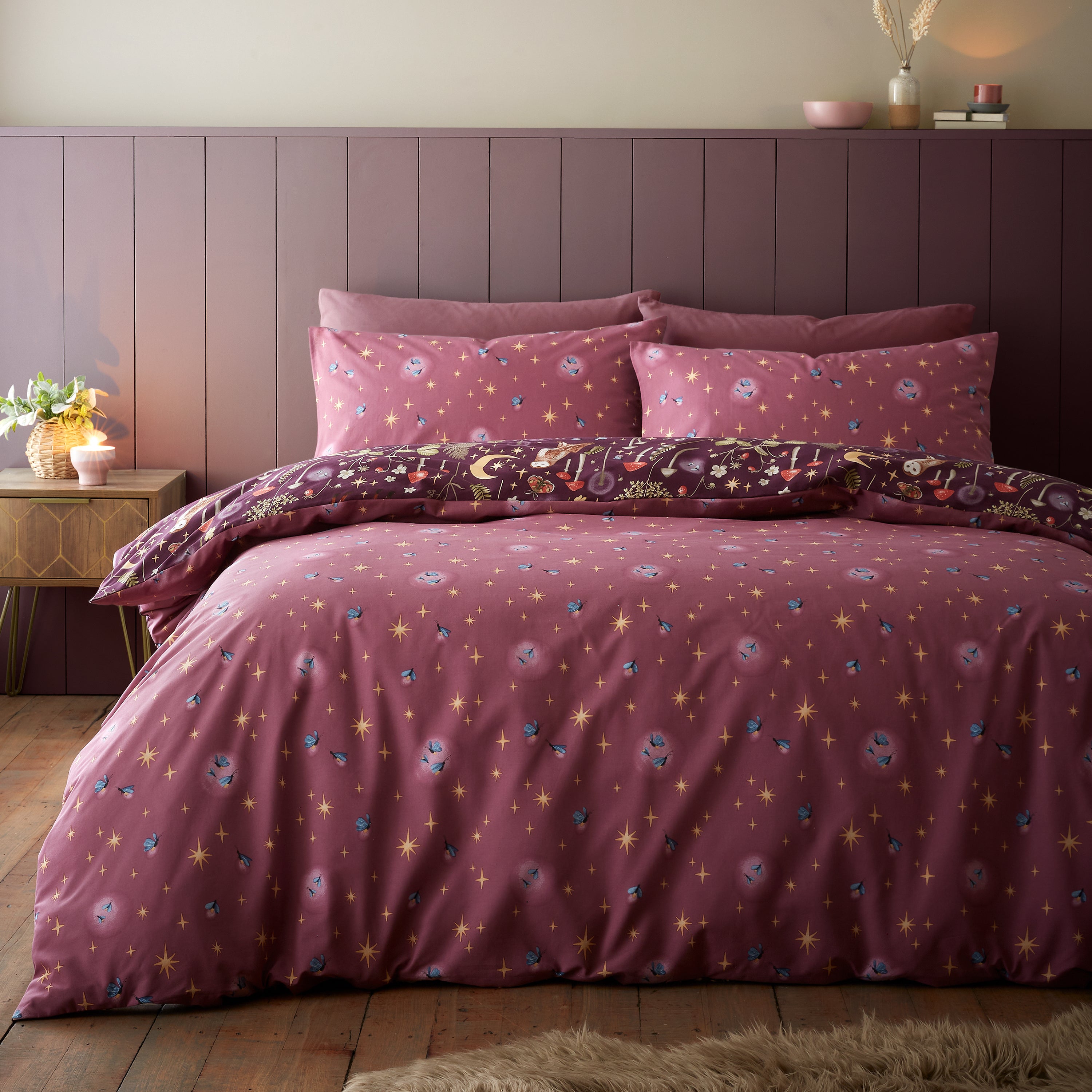 Enchanted Twilight Reversible Duvet Cover Set, Plum