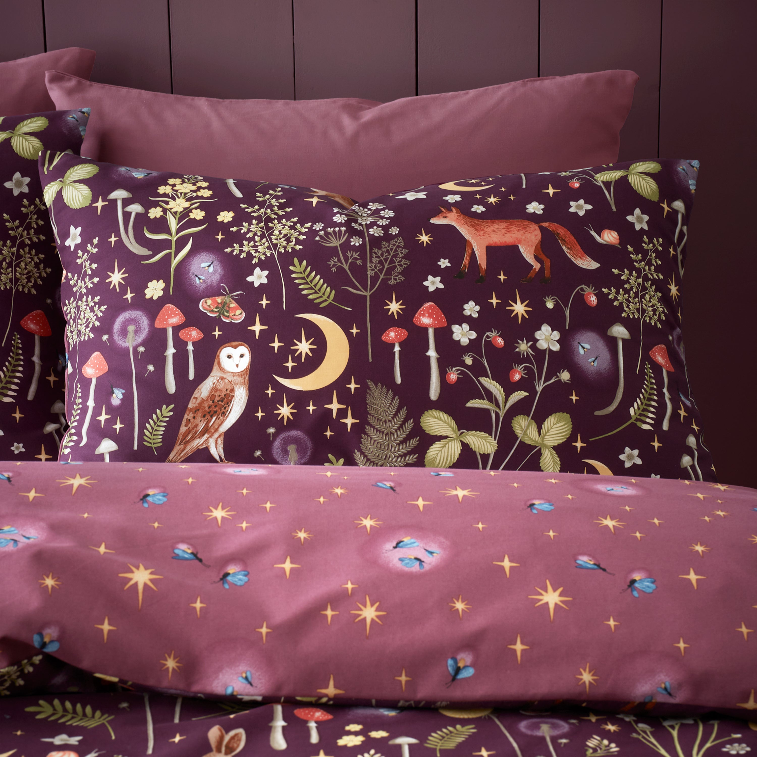 Enchanted Twilight Reversible Duvet Cover Set, Plum