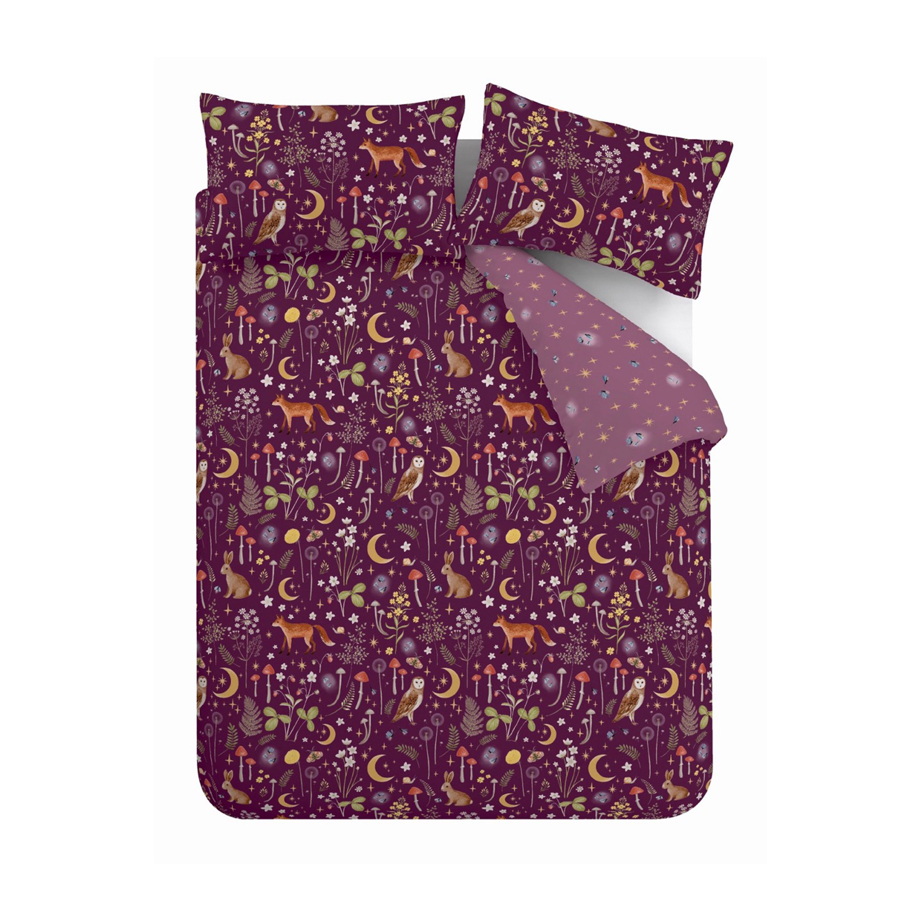 Enchanted Twilight Reversible Duvet Cover Set, Plum