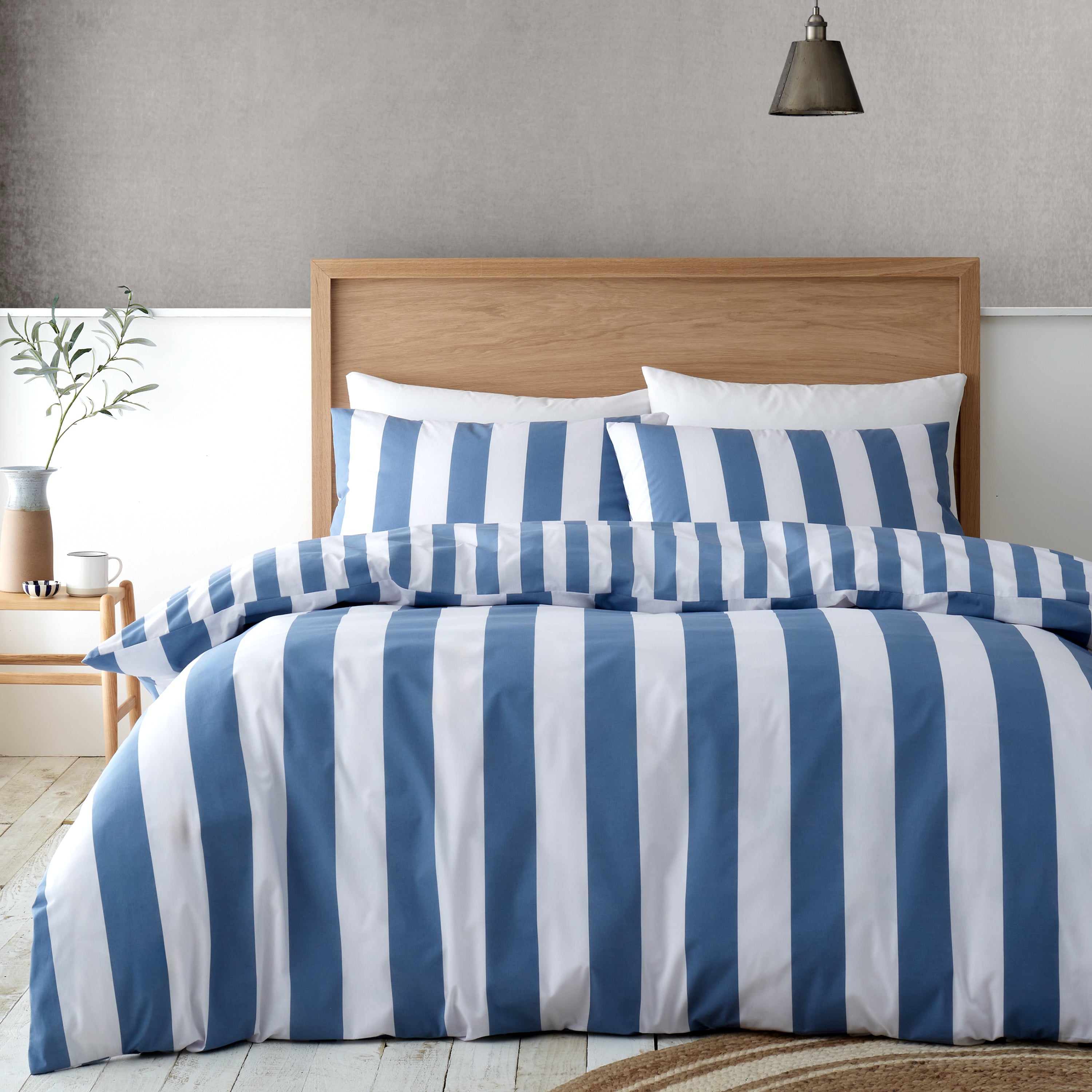 Cove Stripe Reversible Duvet Cover Set, Blue