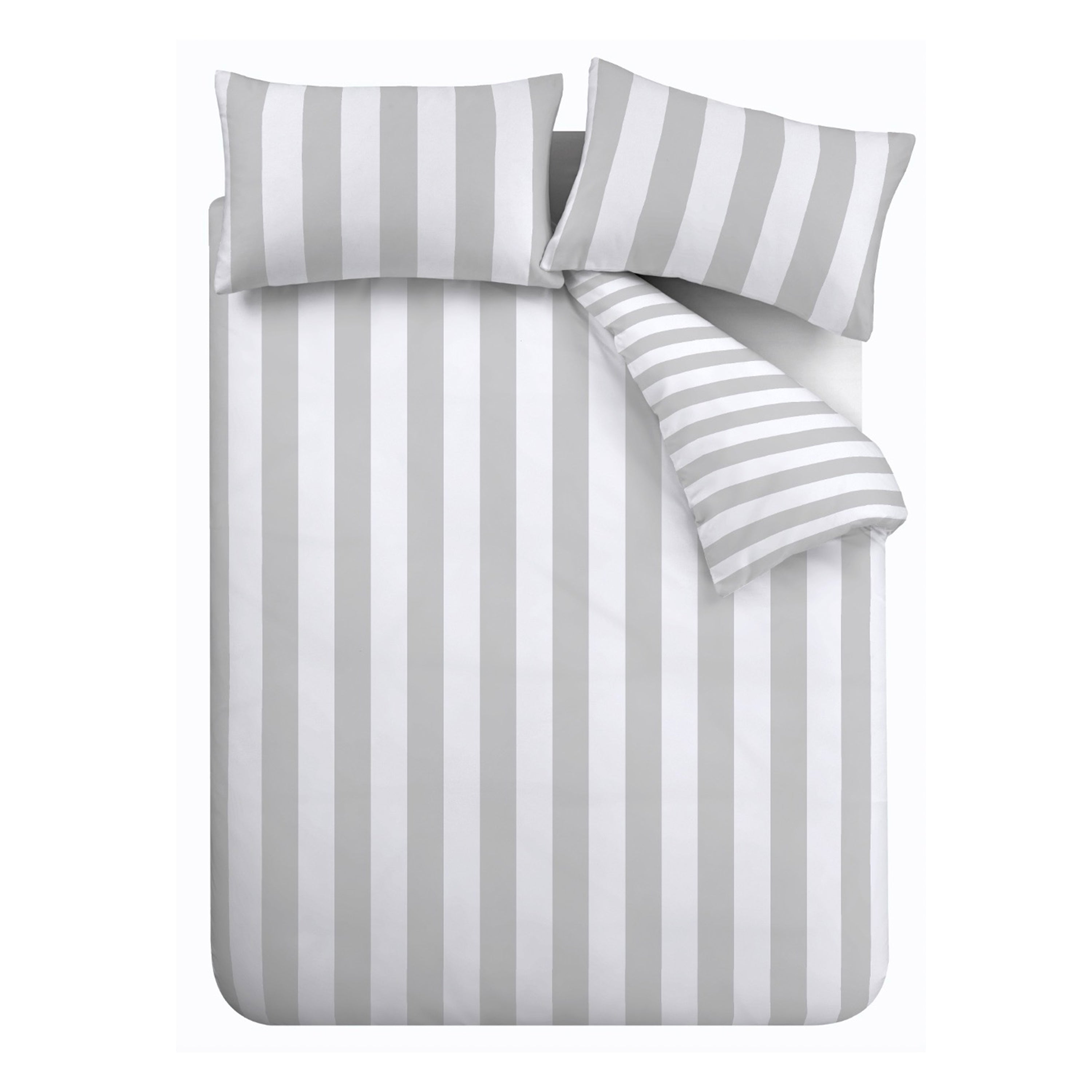 Cove Stripe Reversite Duvet Cover Set, Silver