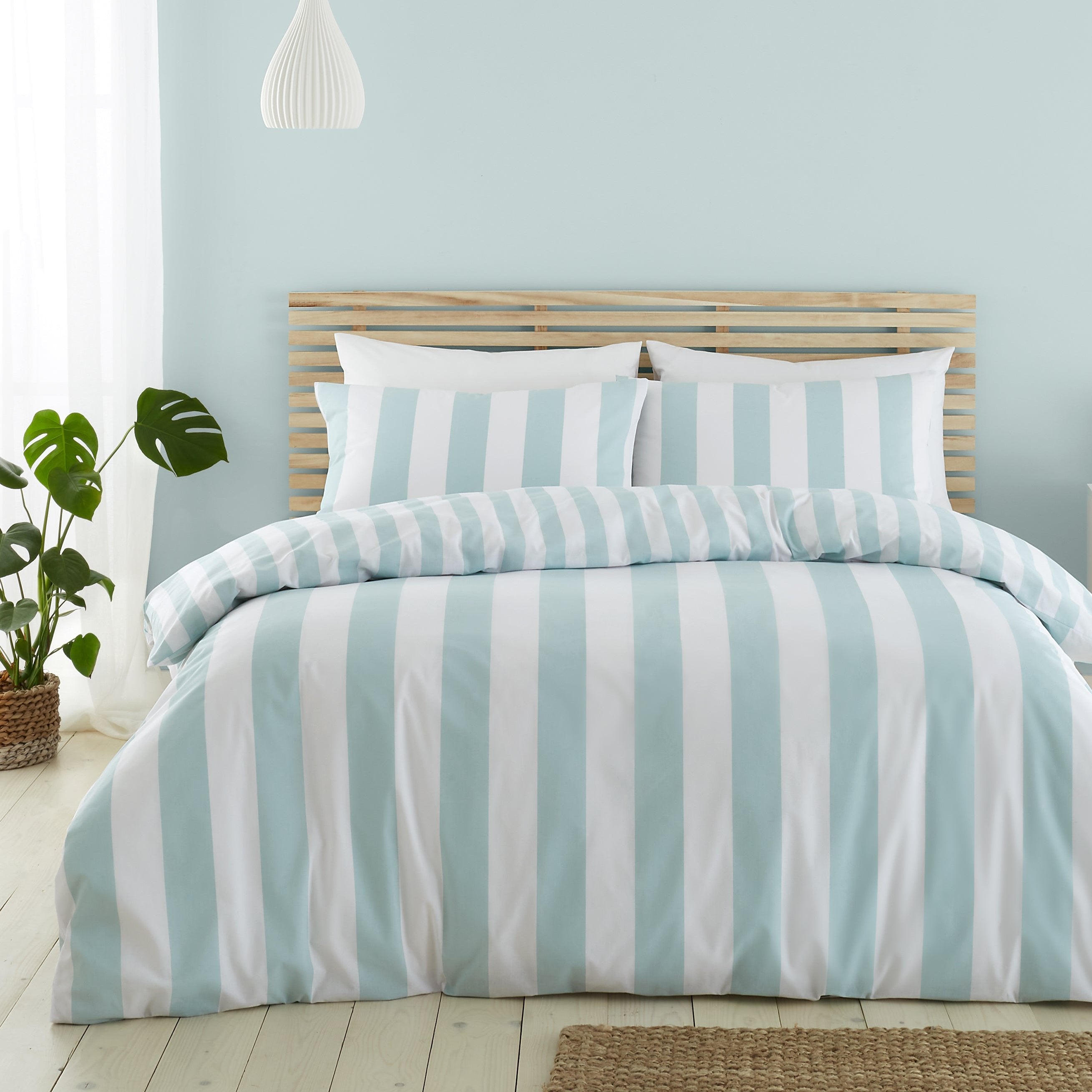 Cove Stripe Reversible Duvet Cover Set, Seafoam