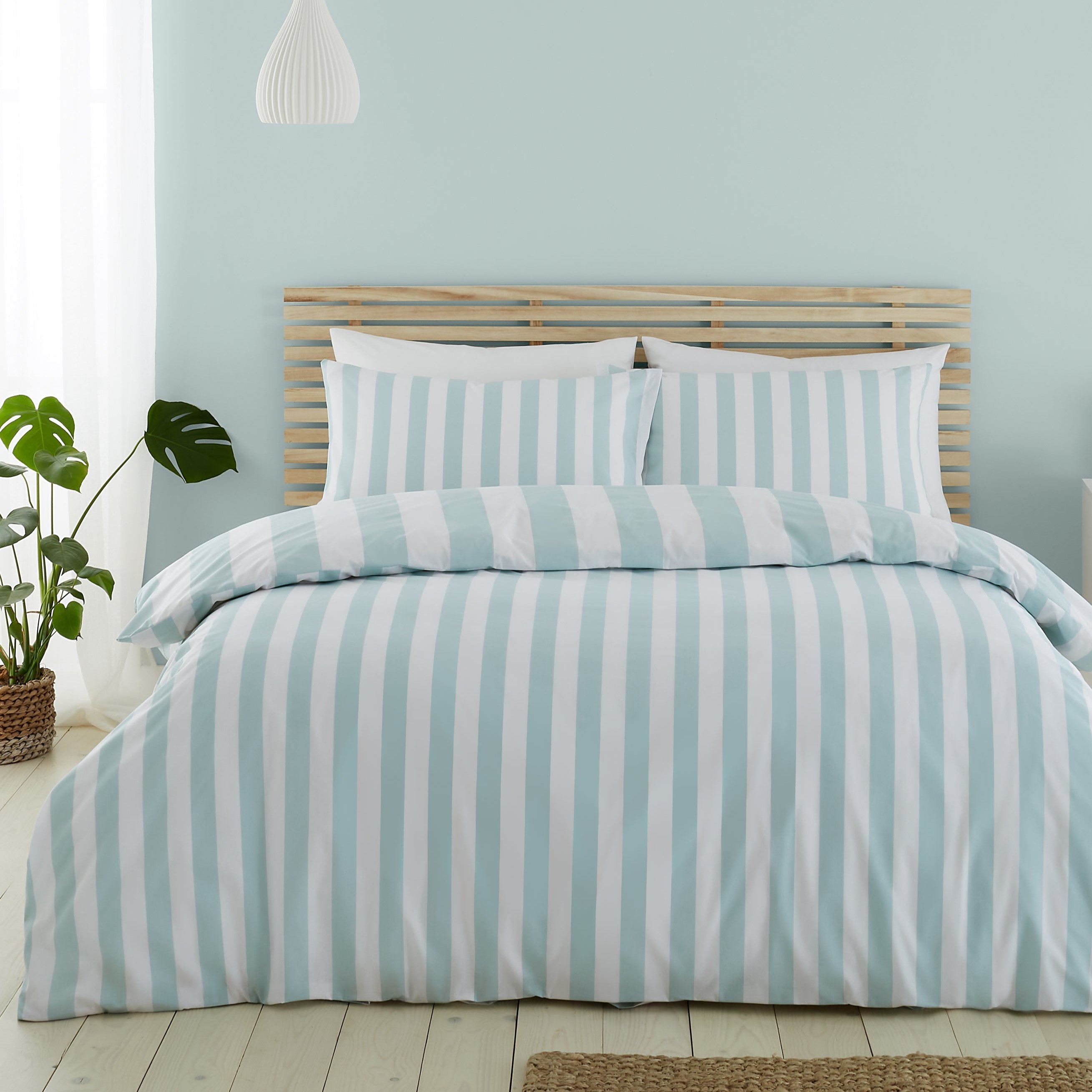 Cove Stripe Reversible Duvet Cover Set, Seafoam