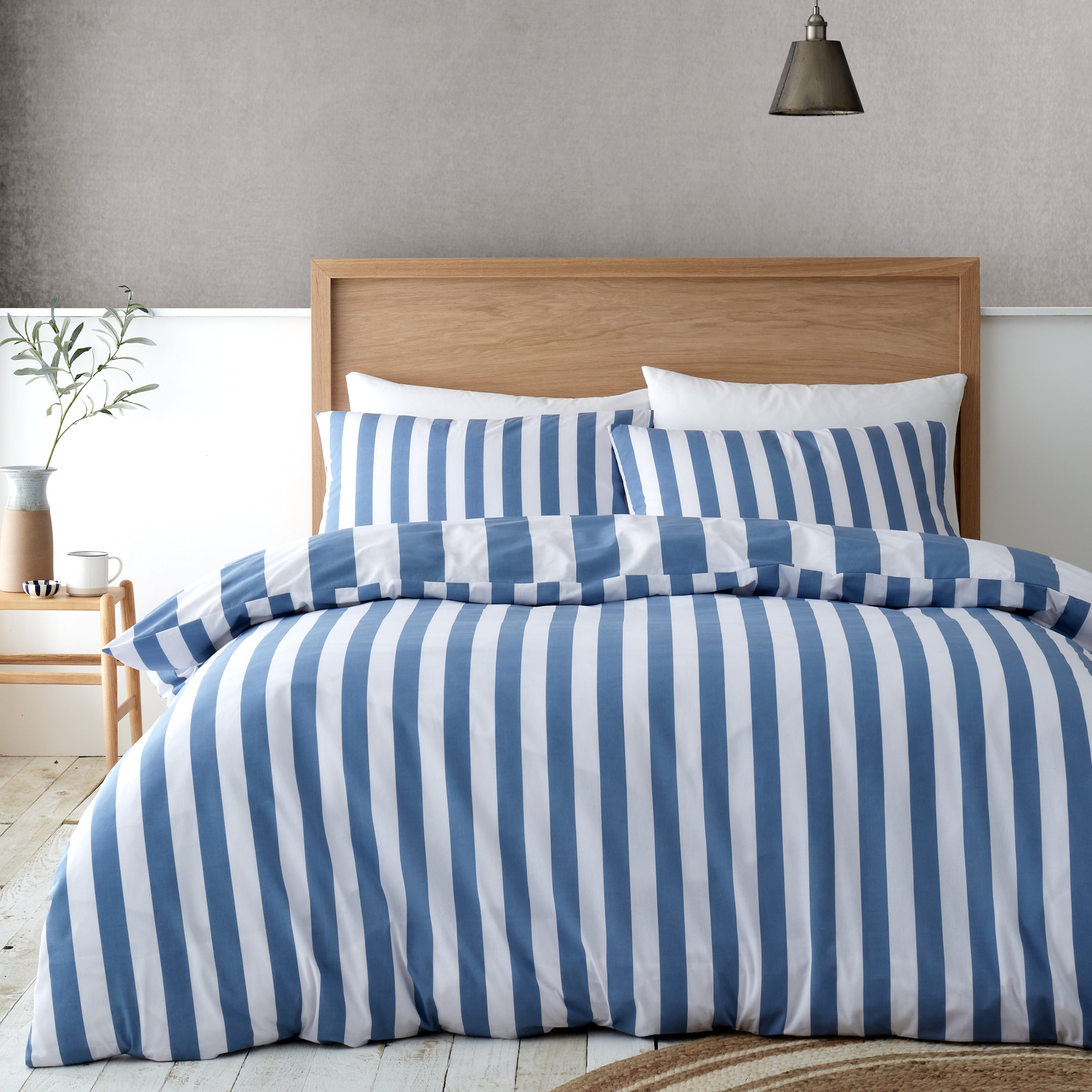 Cove Stripe Reversible Duvet Cover Set, Blue