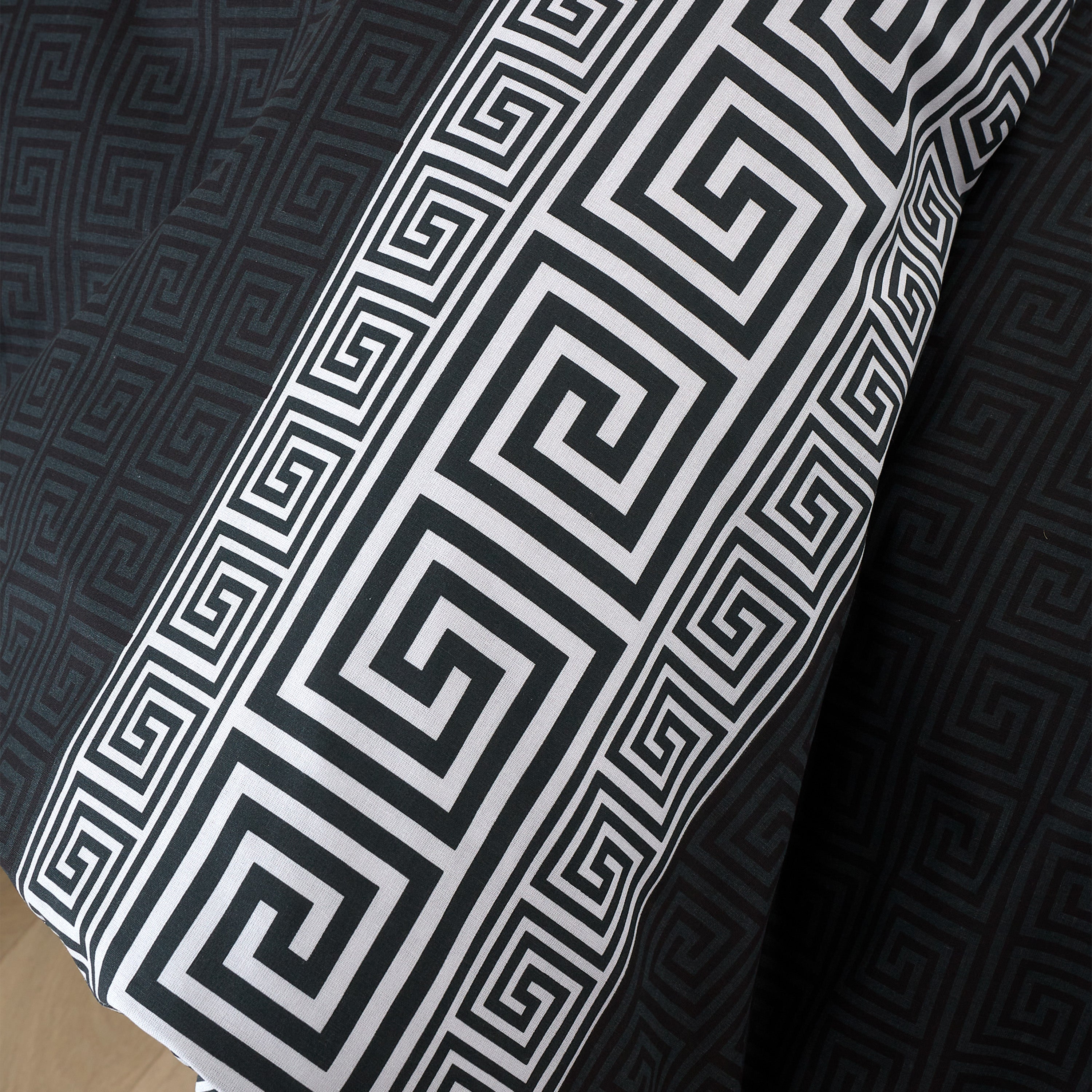 Artemis Greek Key Reversible Duvet Cover Set, Black