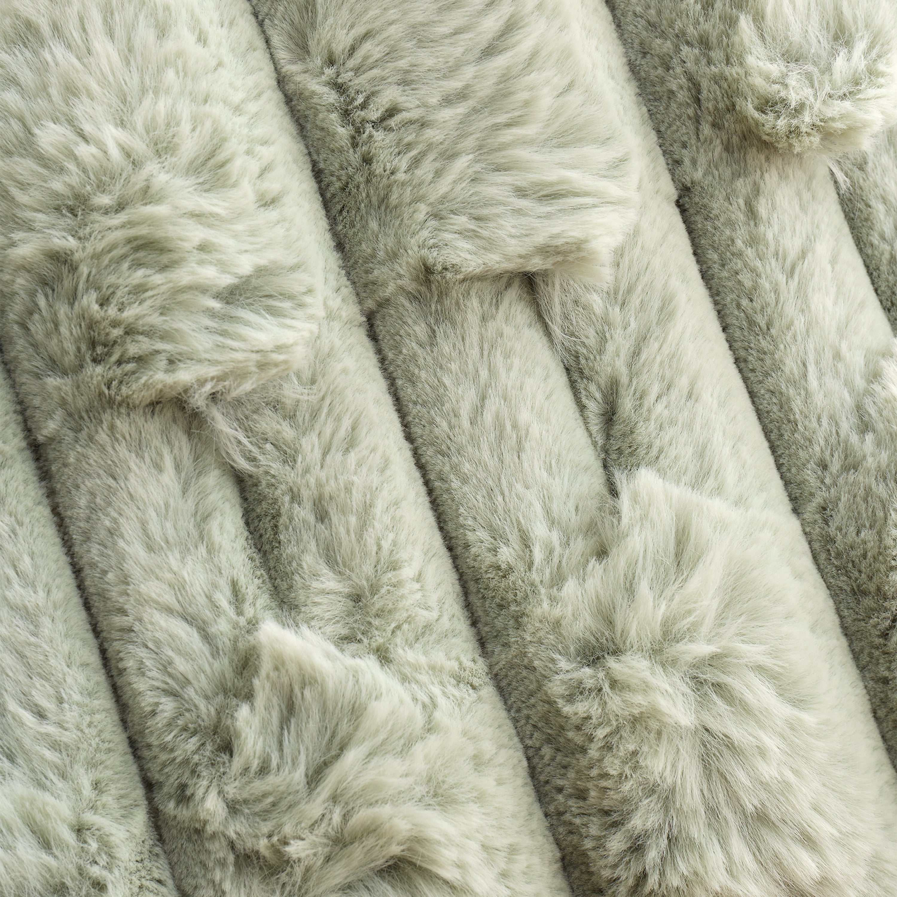 Carved Faux Fur Throw, Sage