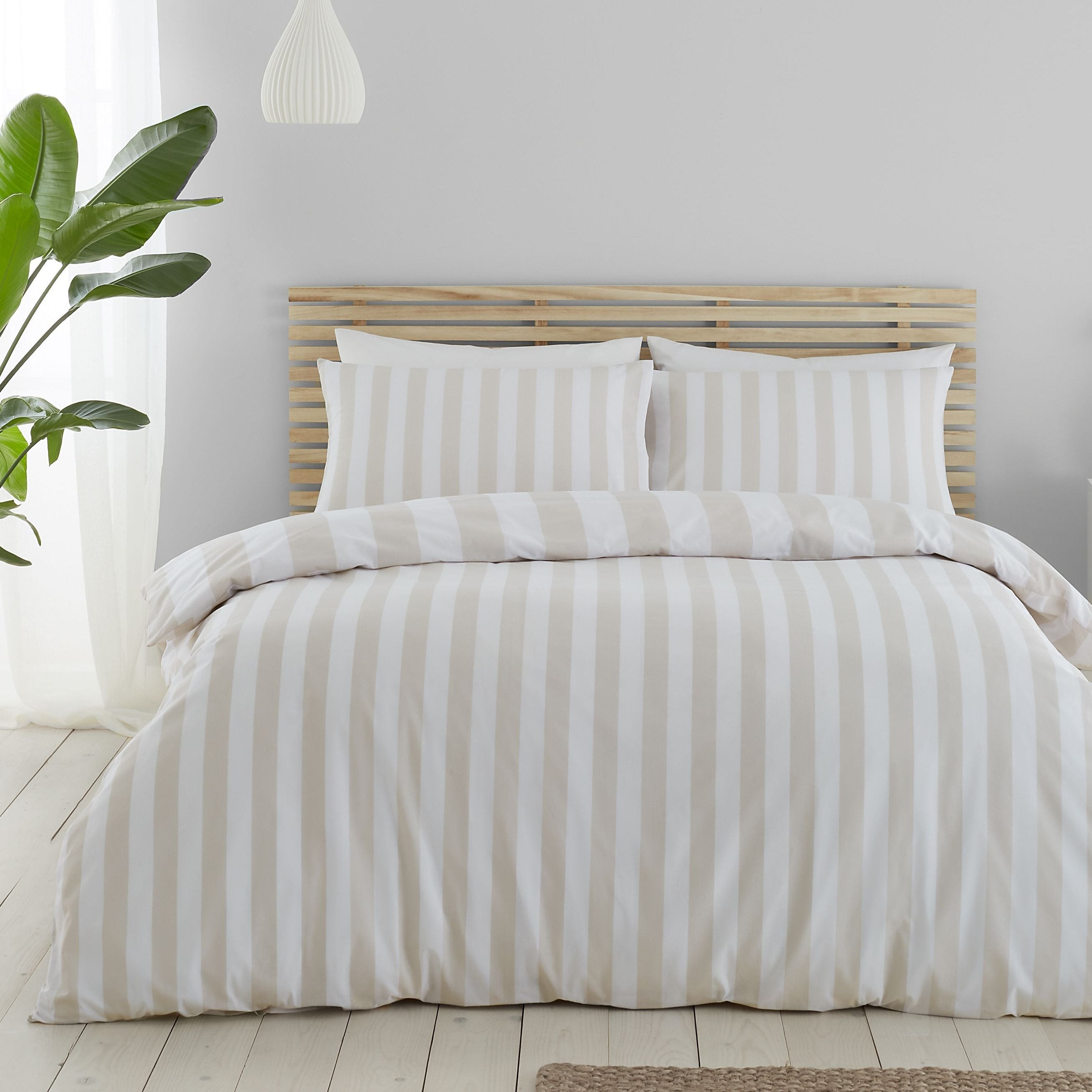 Cove Stripe Reversible Duvet Cover Set, Natural