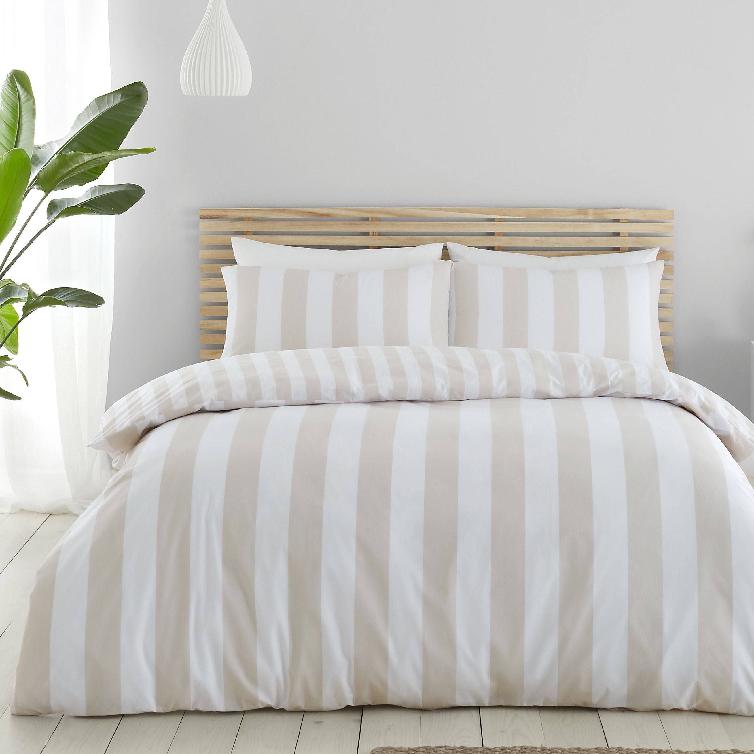 Cove Stripe Reversible Duvet Cover Set, Natural