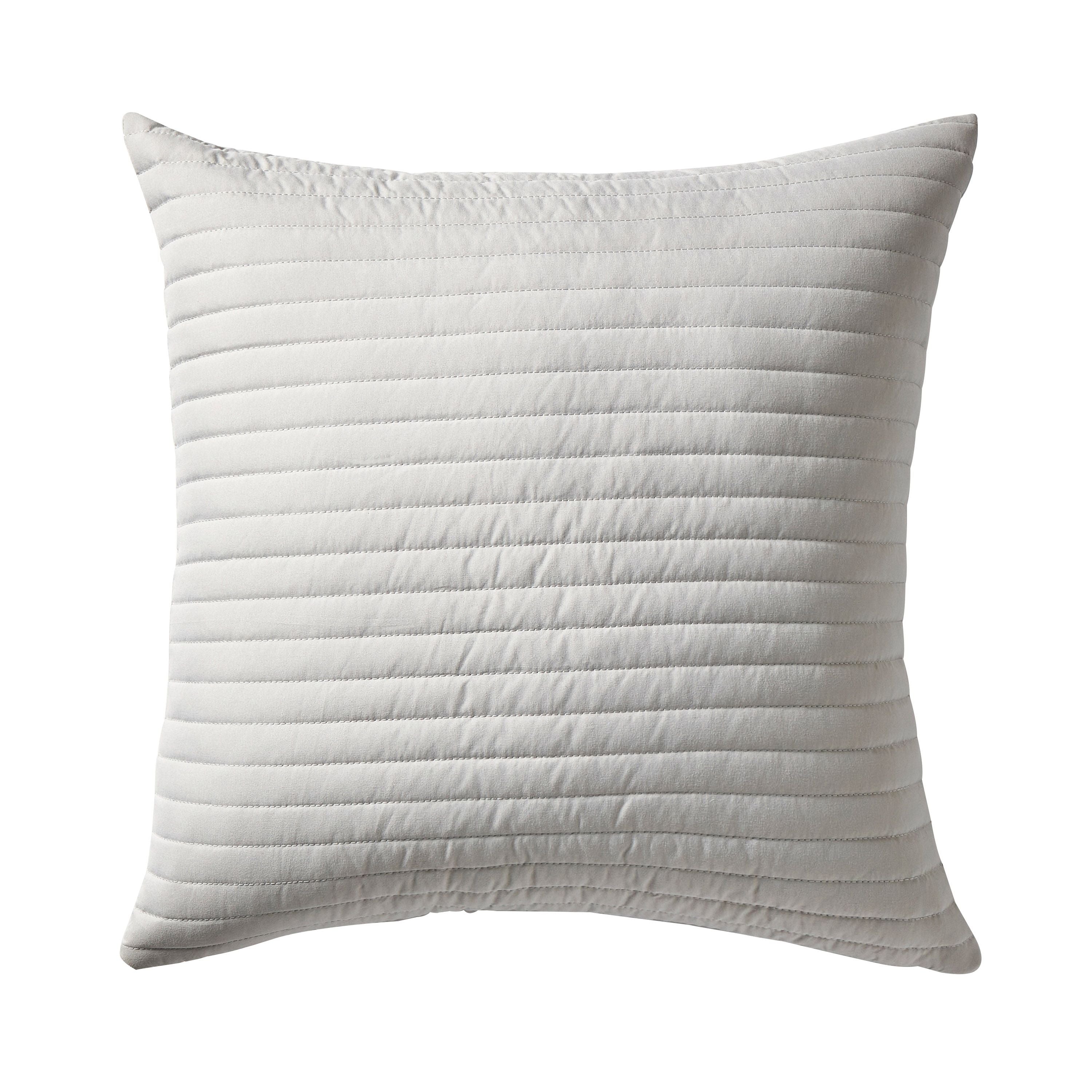Quilted Lines Filled Cushion, Silver