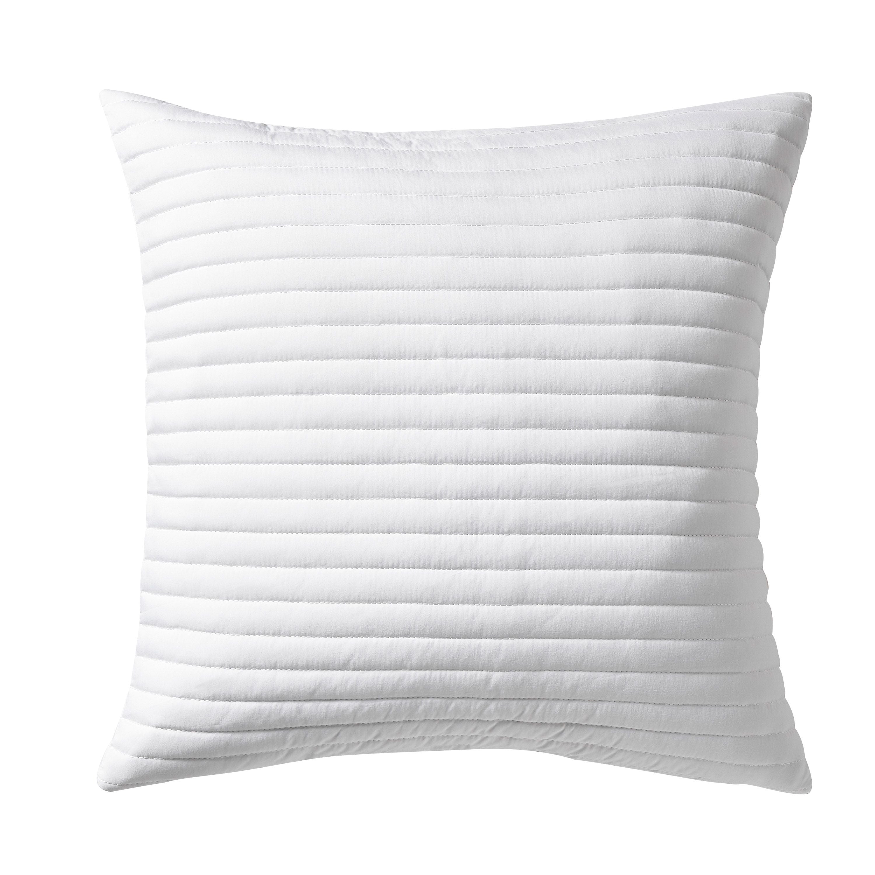 Quilted Lines Filled Cushion, White