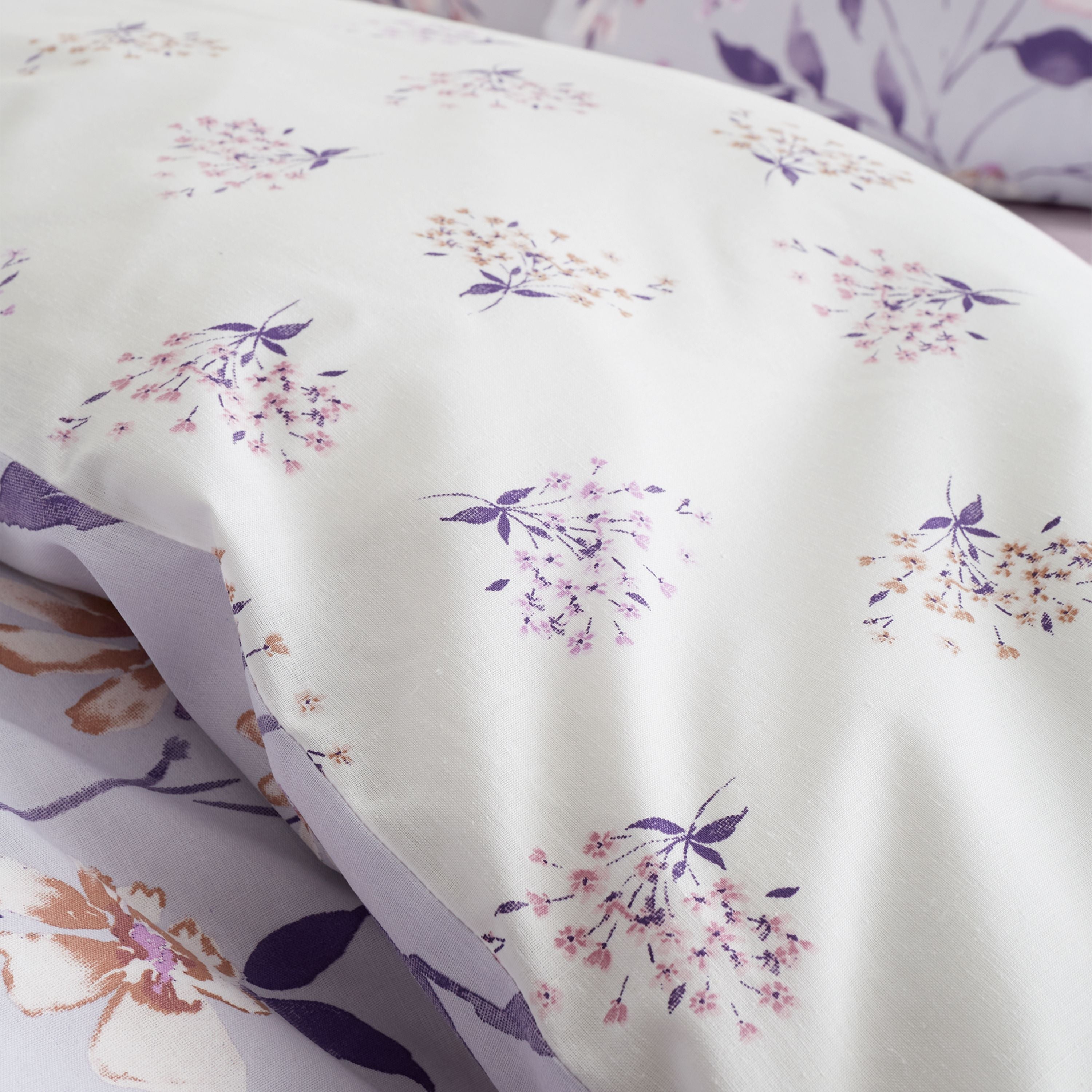 Isadora Floral Reversible Duvet Cover Set, Lilac