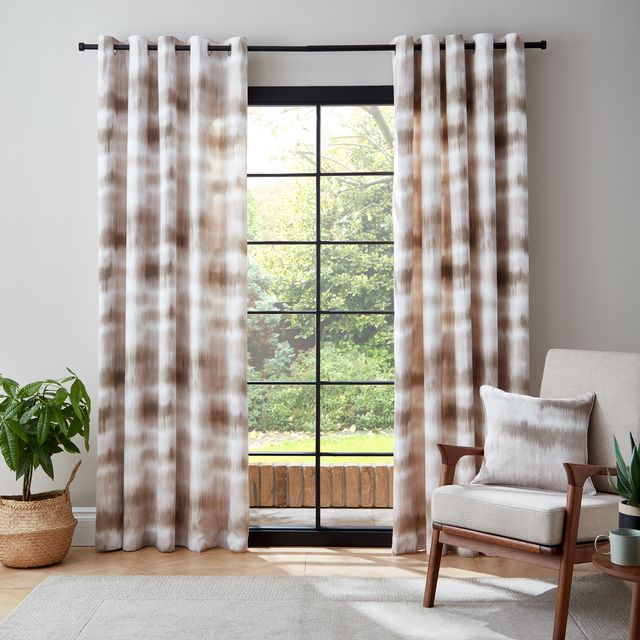 Ombre Texture Eyelet Curtains, Natural