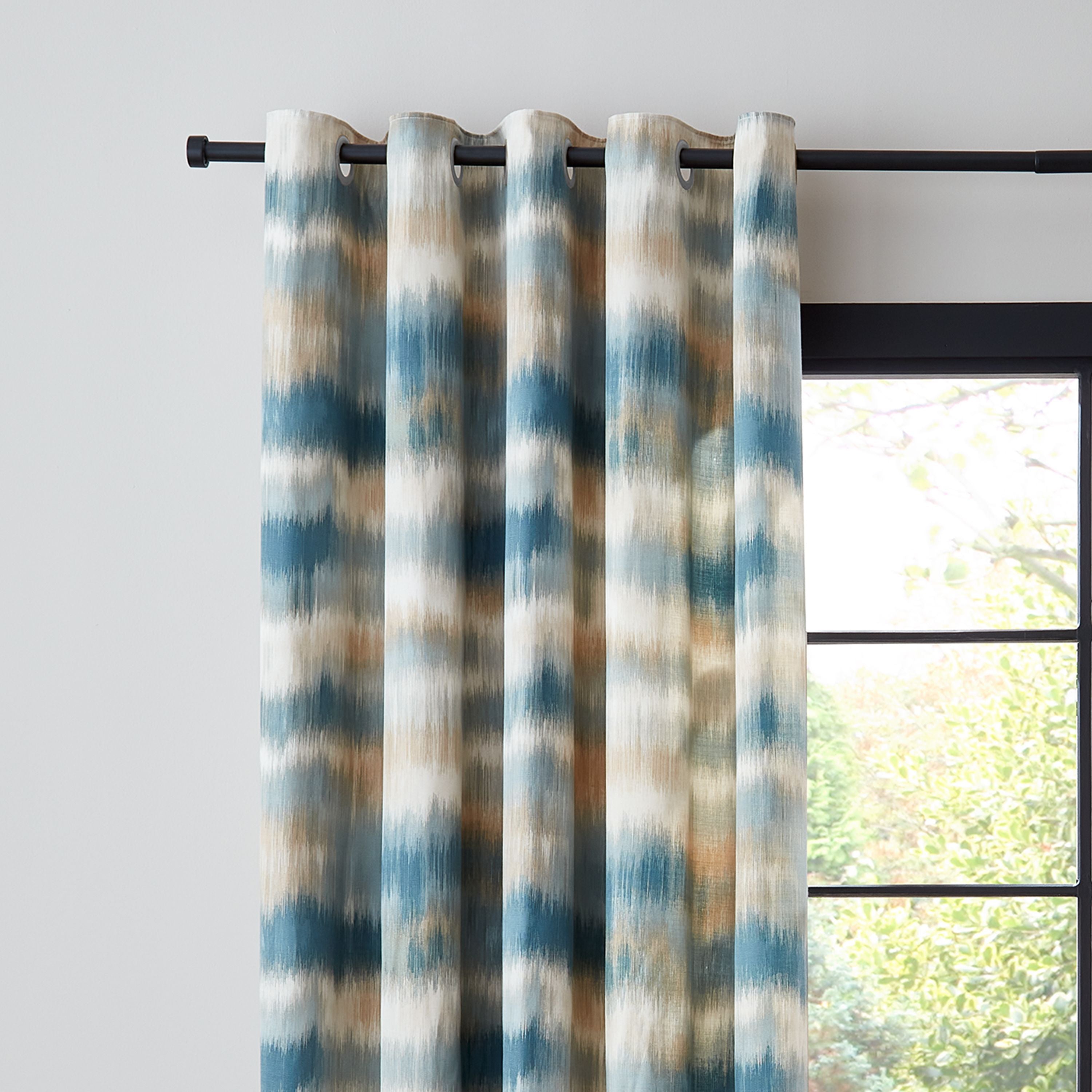 Ombre Texture Eyelet Curtains, Teal