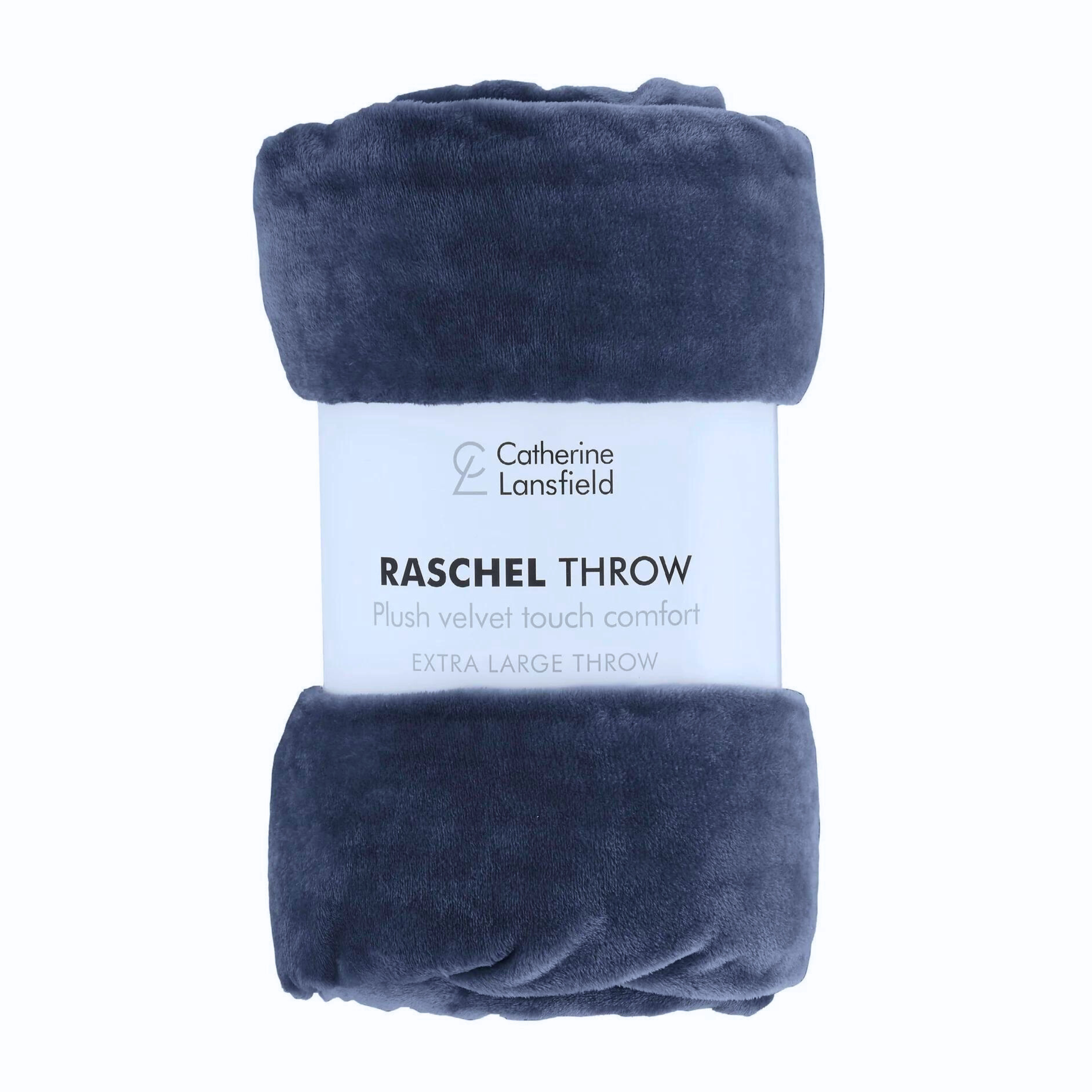 Extra Large Raschel Velvet Throw, Navy