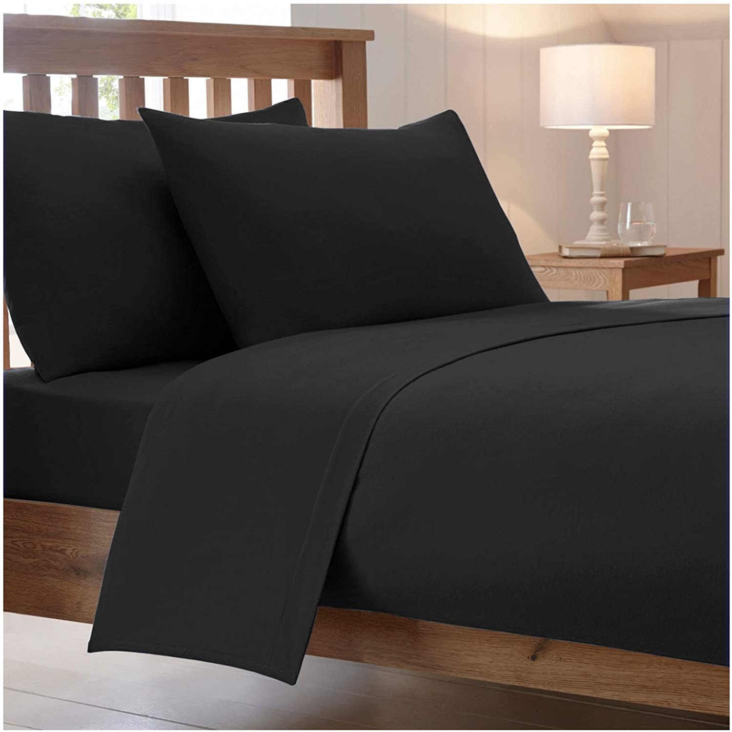 Catherine Lansfield, Combed Percale Non-Iron Sheeting, Black, 3 sizes