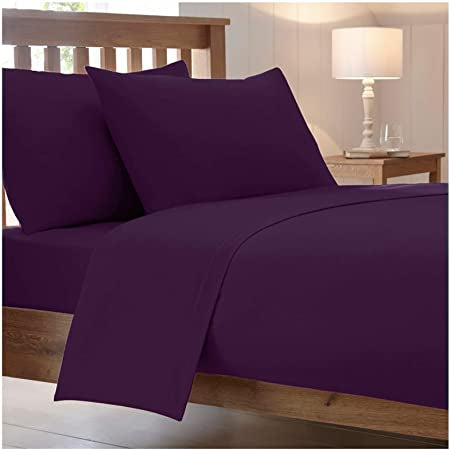 Catherine Lansfield, Combed Percale Non-Iron Sheeting, Plum, 3 sizes