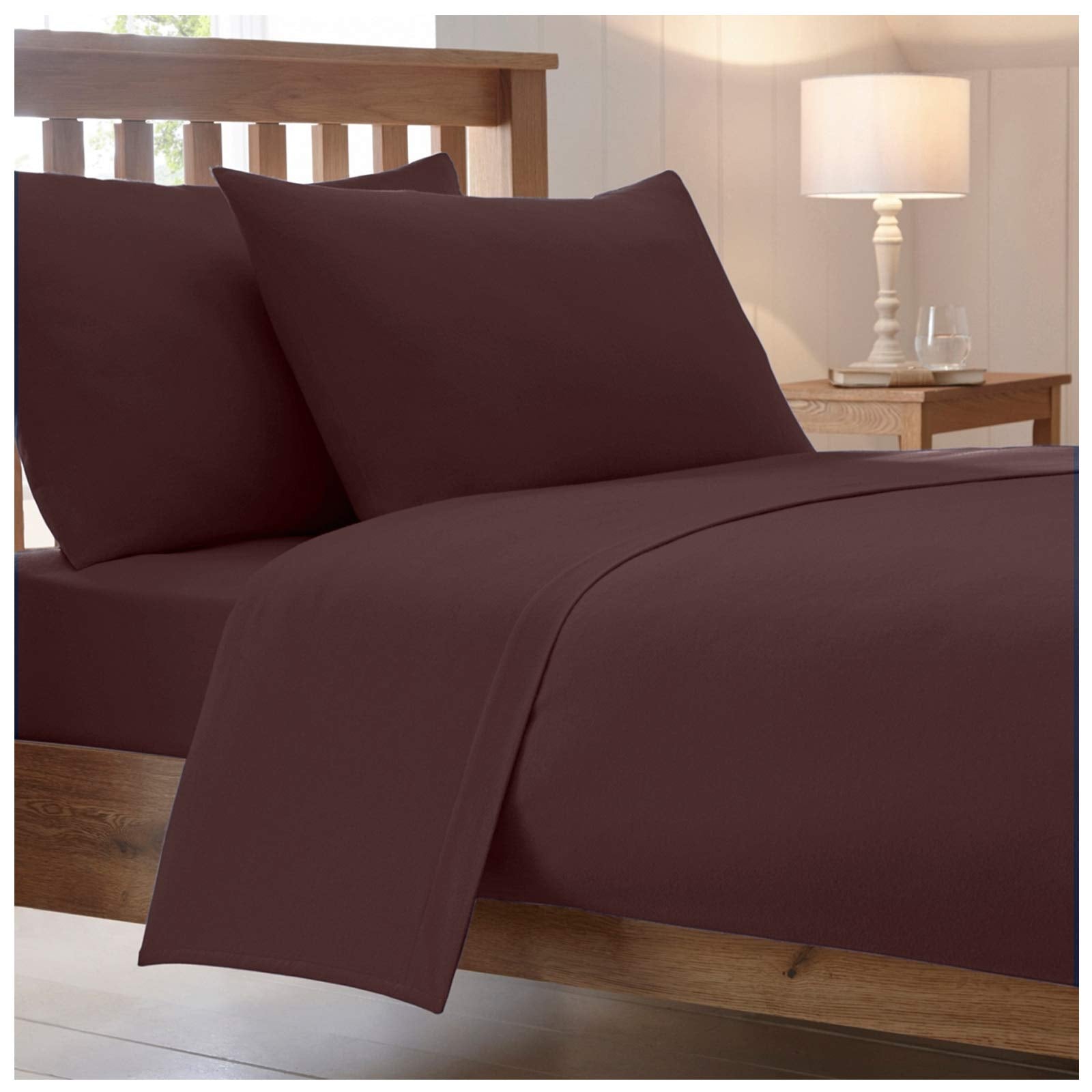 Catherine Lansfield, Combed Percale Non-Iron Sheeting, Chocolate, 3 sizes