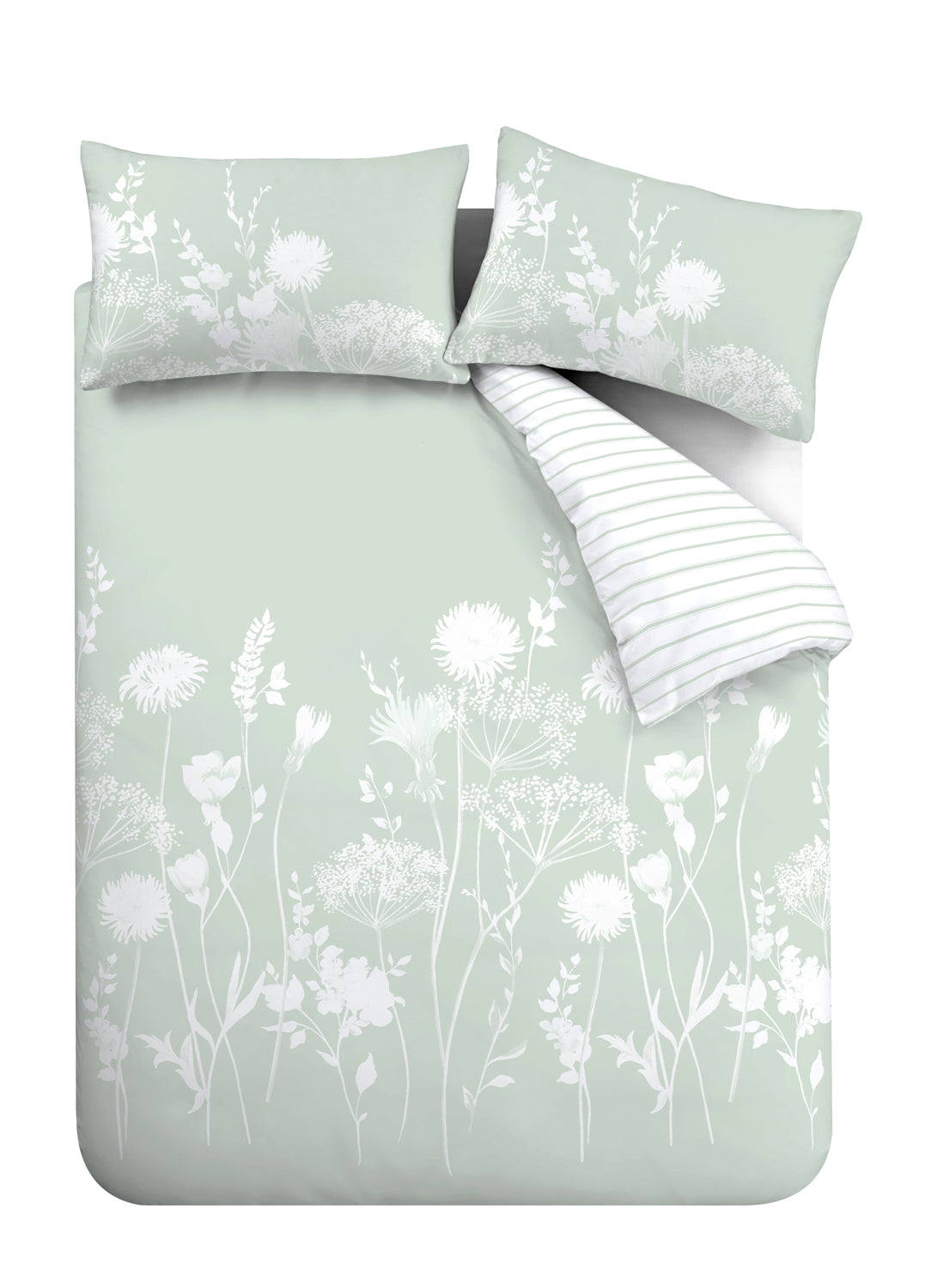 Meadowsweet Floral Reversible Duvet Cover Set, Green
