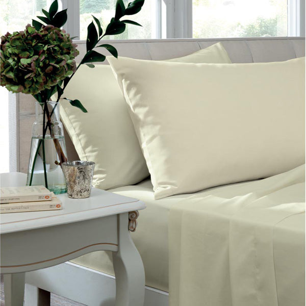 Catherine Lansfield, Combed Percale Non-Iron Sheeting, Cream, 3 sizes