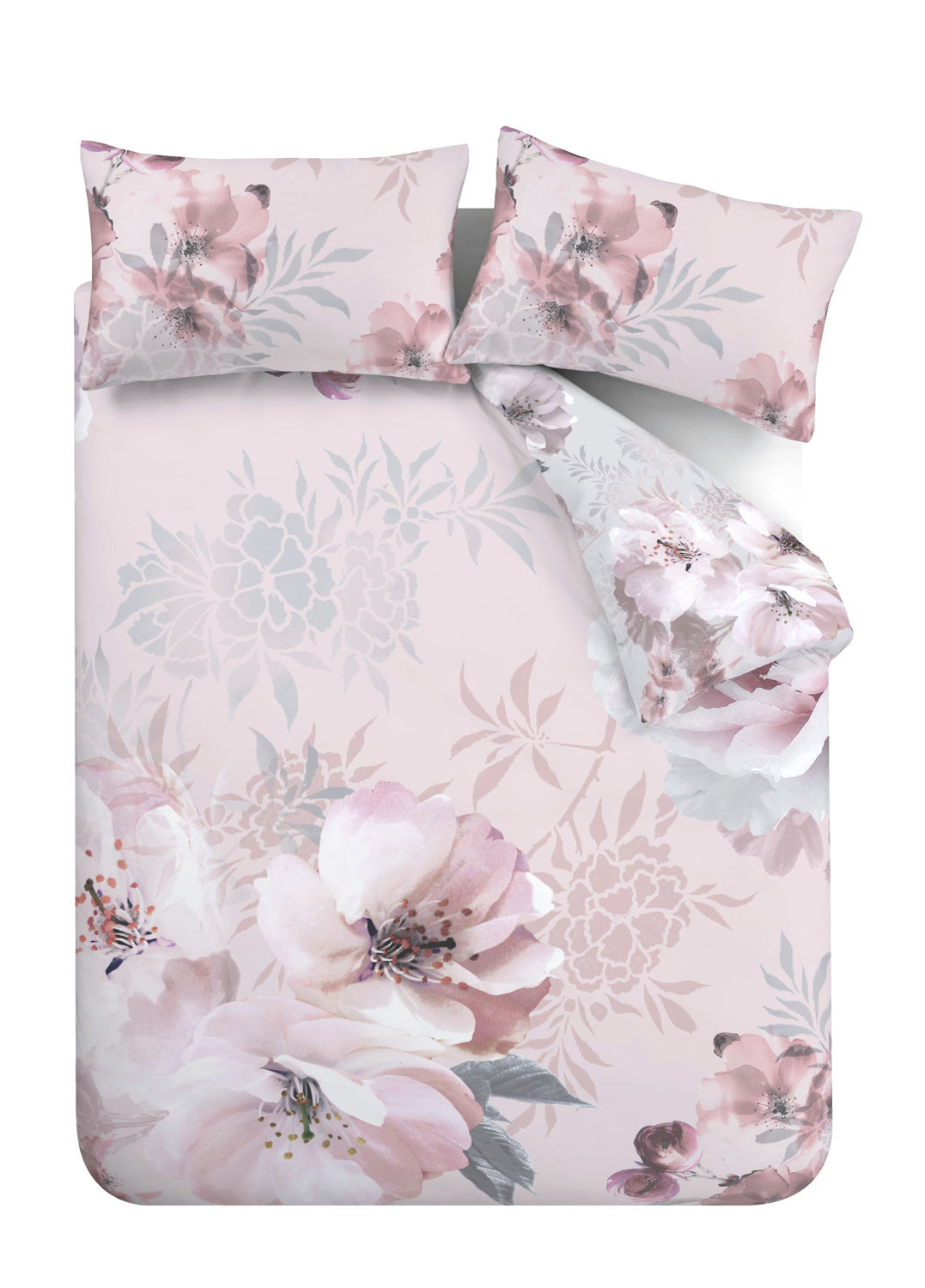 Dramatic Floral Reversible Duvet Cover Set, Blush