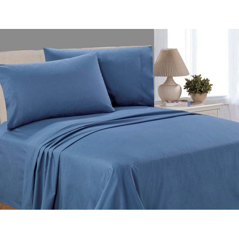 Catherine Lansfield, Combed Percale Non-Iron Sheeting, Blue, 3 sizes