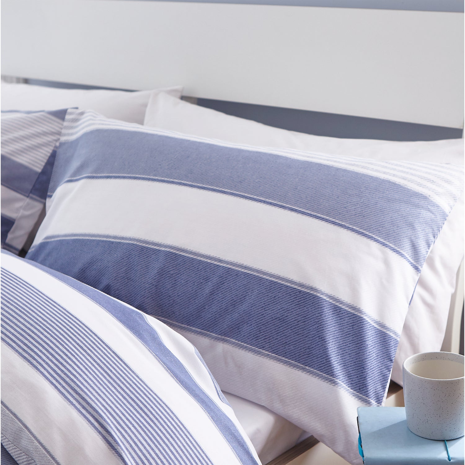 Newquay Stripe Reversible Duvet Cover Set, Blue