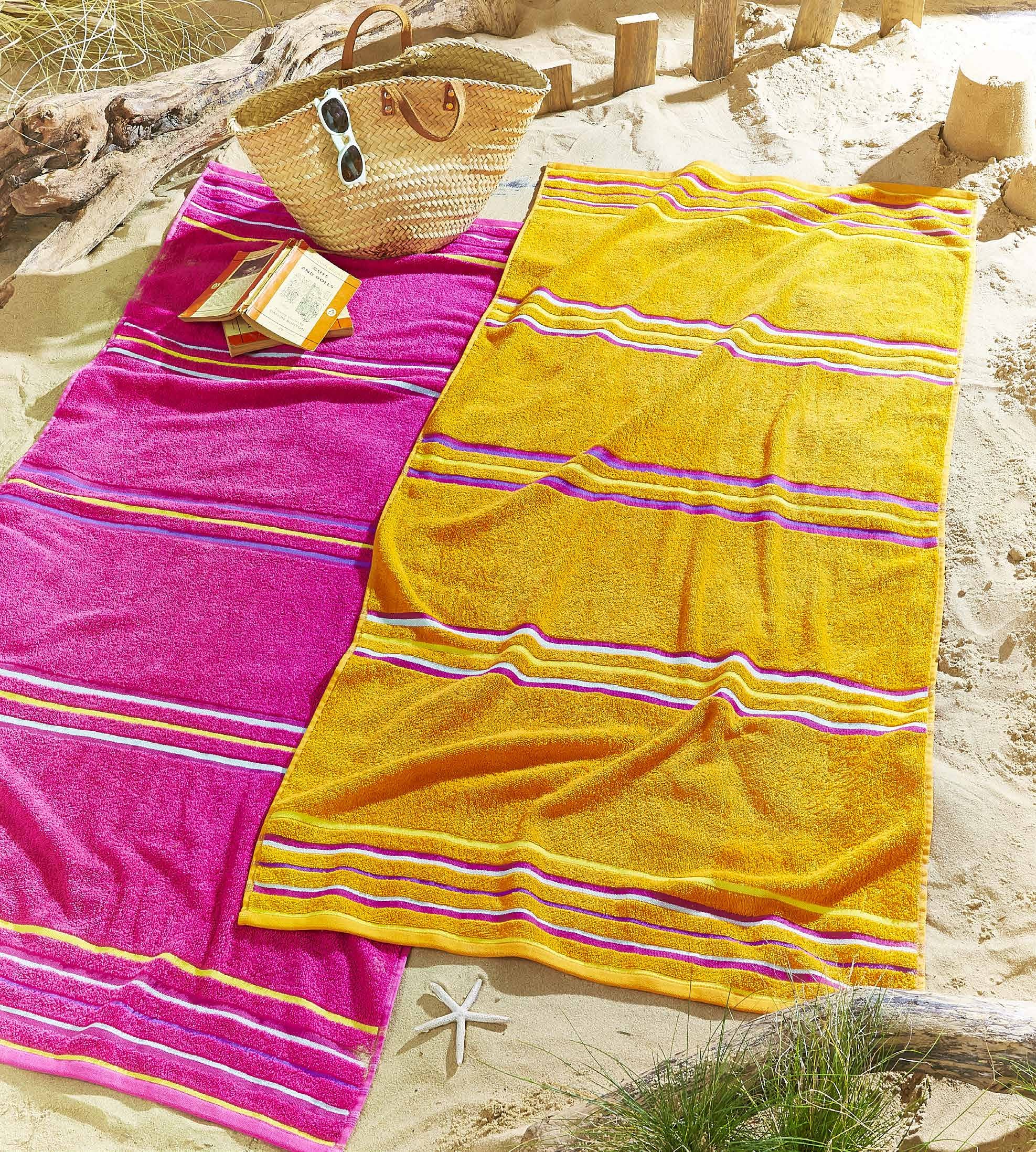 Rainbow Beach Towels, Pink/Orange - Twin Pack