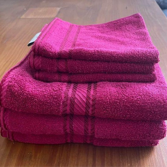 500g Cotton Towels - Burgundy, Priced as Individual Sets (1 Hand Towel & 1 Face Cloth)
