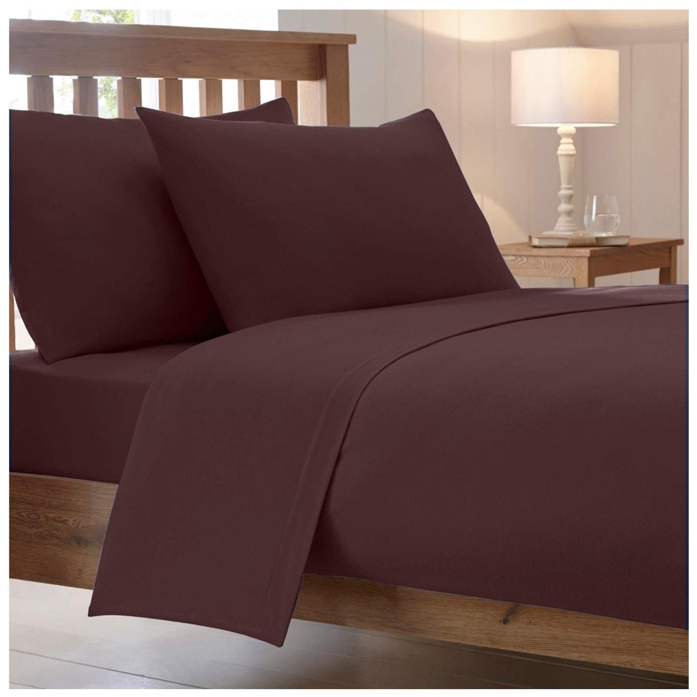 Catherine Lansfield Combed Percale Non-Iron Sheeting, Chocolate
