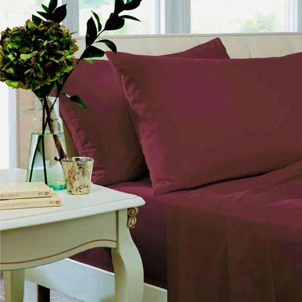 Fitted Sheet - Combed Percale Non-Iron Sheeting, Claret