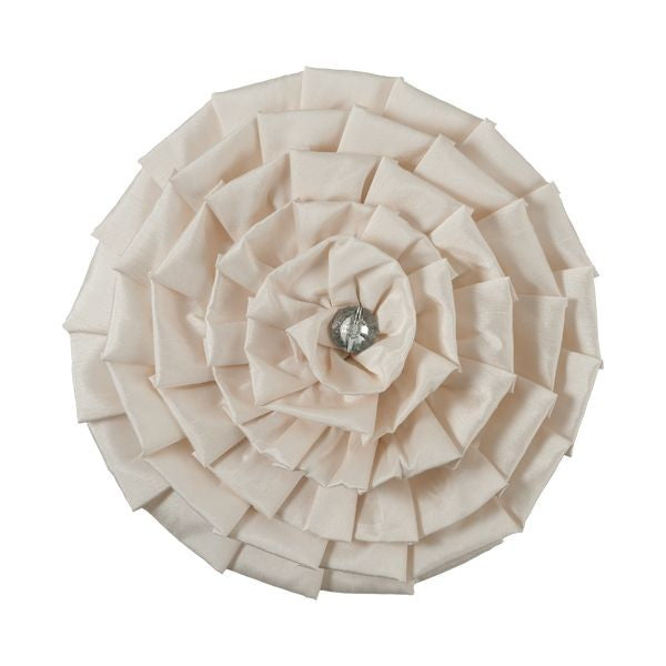 Catherine Lansfield Diamond Pleats Faux Silk Round Cushion - Cream