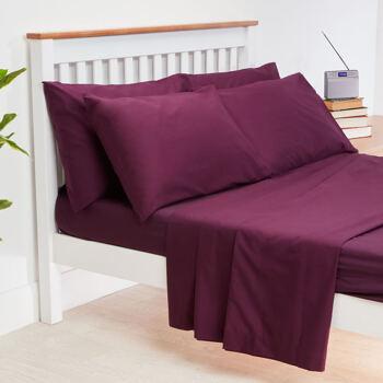 Fitted and Flat Sheets - Combed Percale Non-Iron Sheeting, Magenta