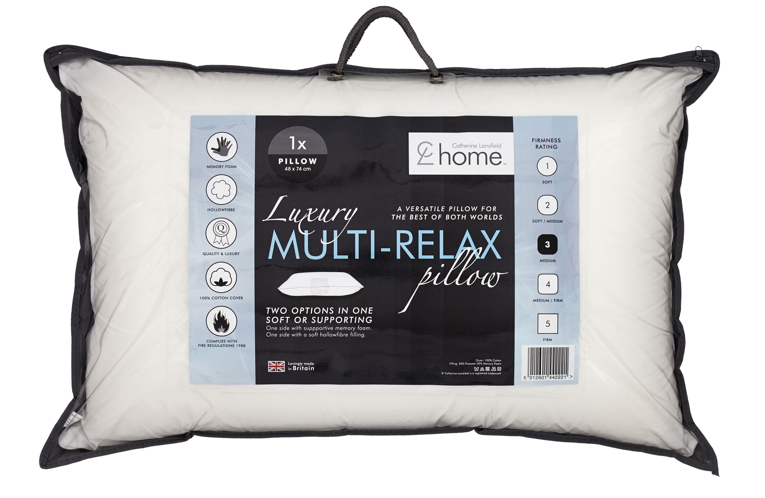 Almohada de Lujo Multi Relax 48 x 74cms Tamaño Reino Unido