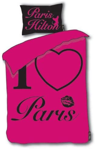 Paris Hilton 'Yo Amo Paris' - Juego de Funda de Edredon, Fuchsia - 90cms & 135cms