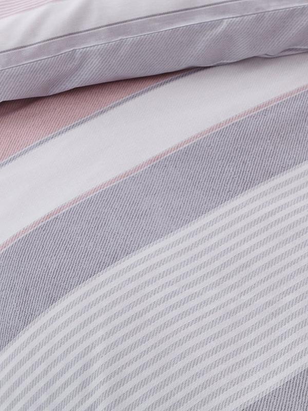 Newquay Stripe Duvet Cover Set, Pink