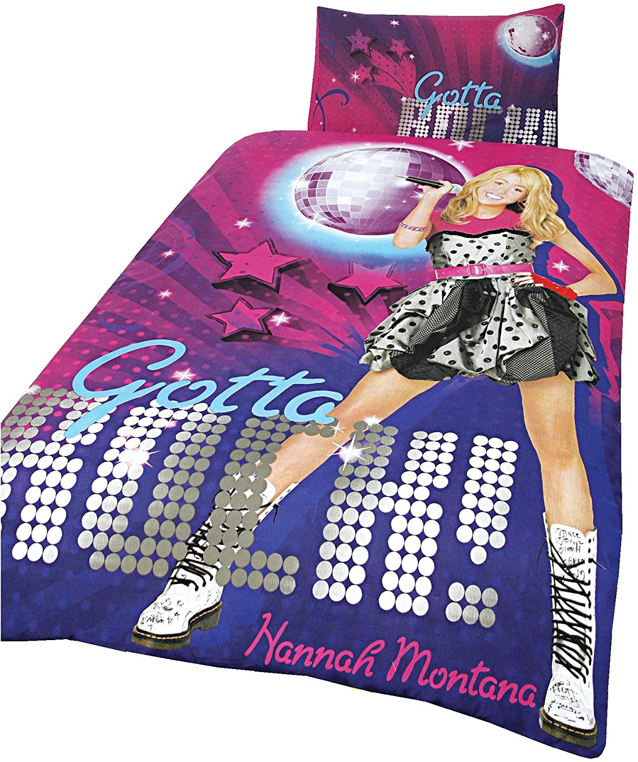 Hannah Montana 'Rock' - Reversible Duvet set, 90cms. Rug, Blanket & Curtains